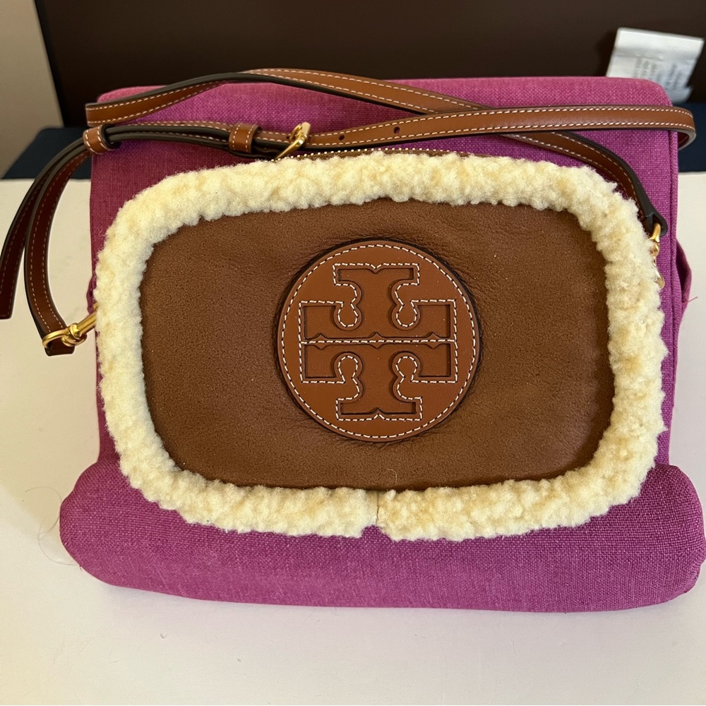 Tory Burch Perry Bombe Shearling Mini Bag in Classic Cuoio